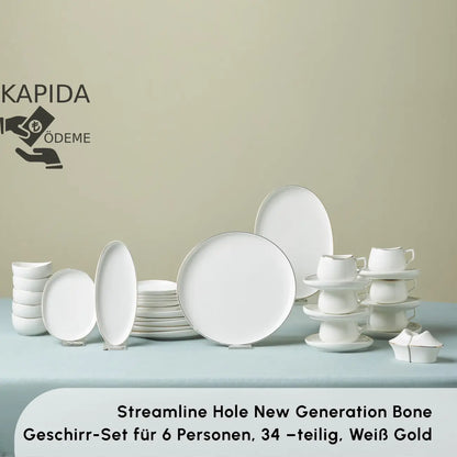 KARACA Streamline Hole 34 Parça Kahvaltı Seti Gold